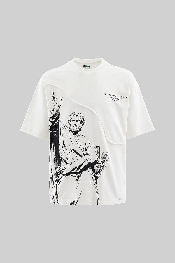 Machinist-Men's Lock and Key Oversize Ecru T-Shirt 1