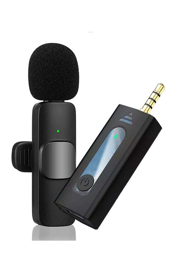 Generic-K35 Wireless Collar AUX Microphone 2 Mic Plug and Play Mike for Video Recording Interview Podcast Vl 1