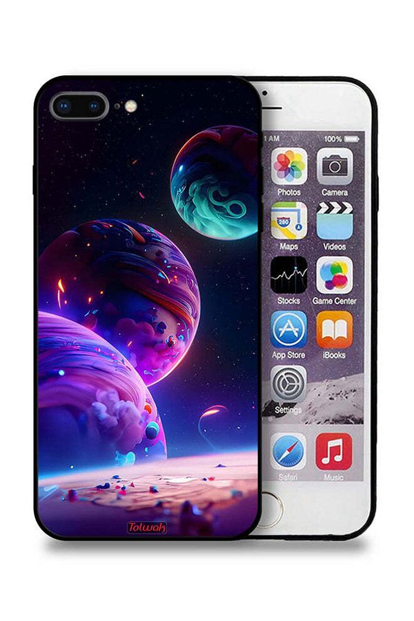 Tolwak-Apple iPhone 7 Plus Protective Case Planet Pattern 1