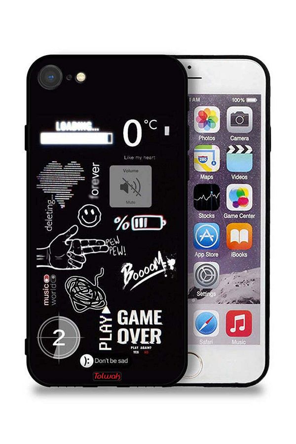 Tolwak-Apple iPhone 8 Protective Case Game Over Pew Pew 1