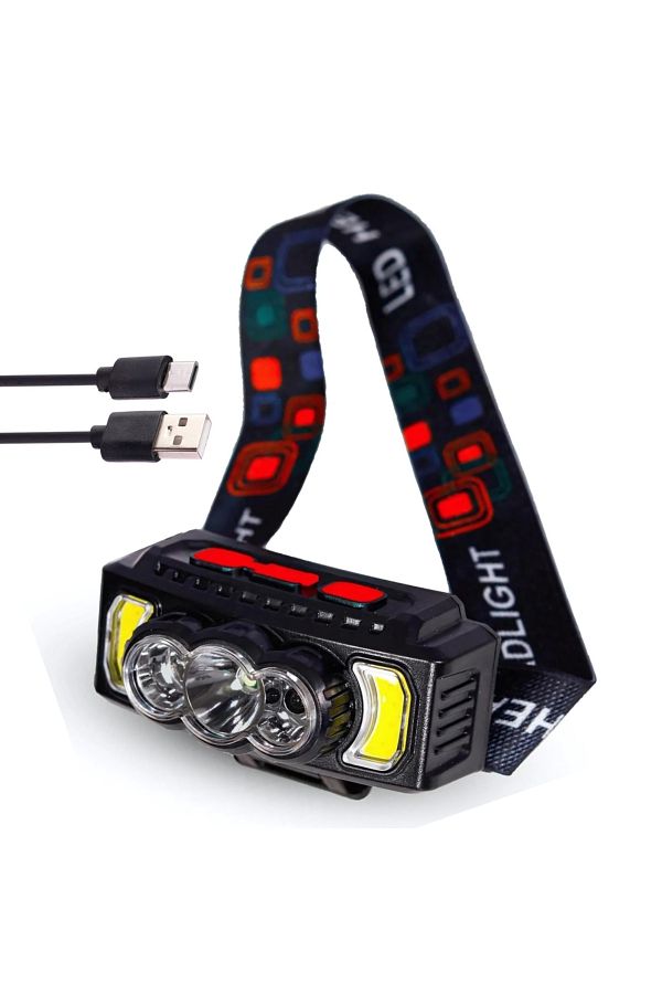 FİAPFO-HX-810 headlamp with 5 LEDs and 7 lighting modes, rechargeable battery 1