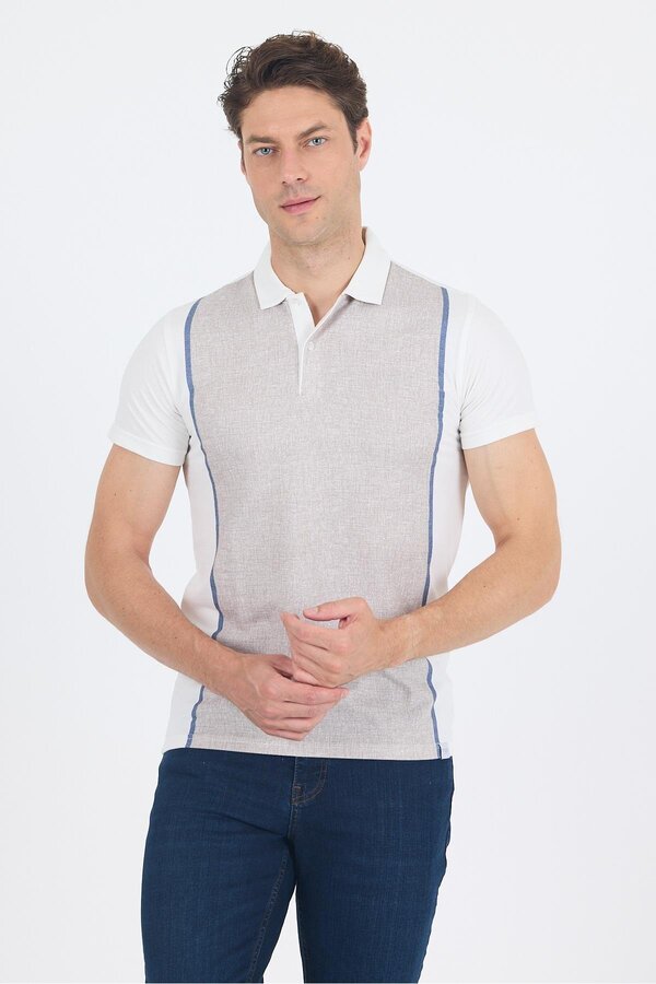 İmza Men's Short Sleeve Printed Jacquard Polo Collar Slim Fit T-Shirt 1011250122
