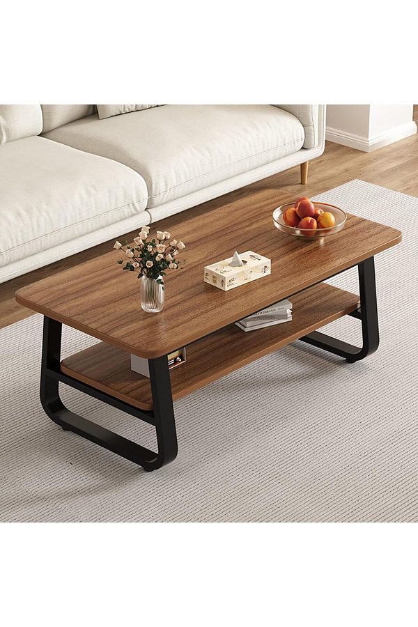 Generic-Coffee Table Coffee Table 2-Layer Industrial Cocktail Table Multi-Function Shelf, Used in Bedroom Li 1