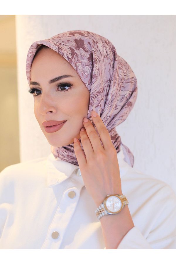 efdal şal eşarp-Flora Pattern Imported Cotton Scarf 1