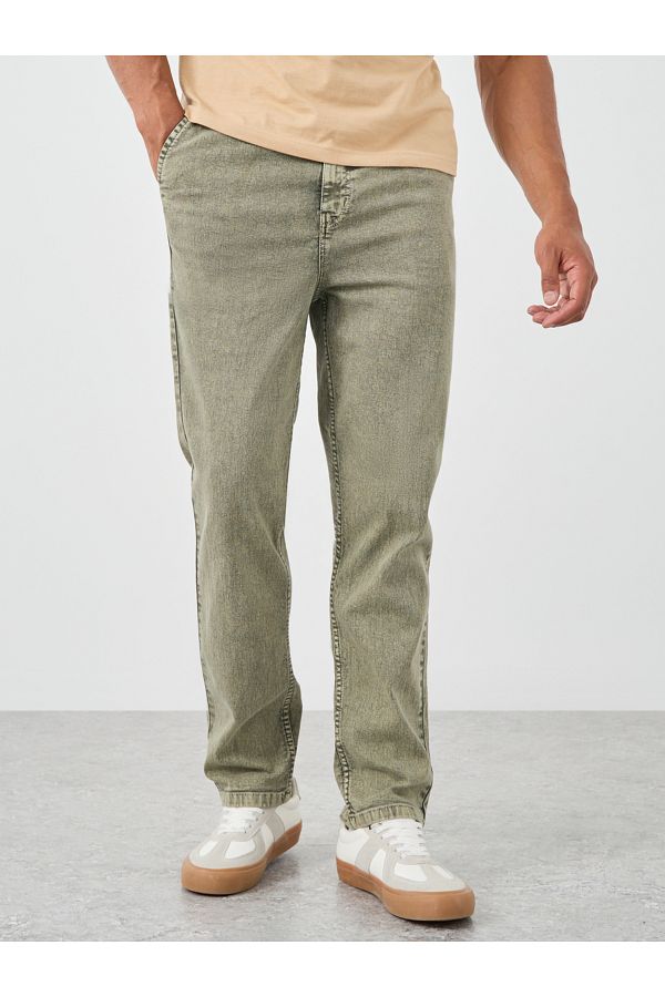 Styli-Mid Rise Overdyed Jogger Fit Jeans with Drawstring 1
