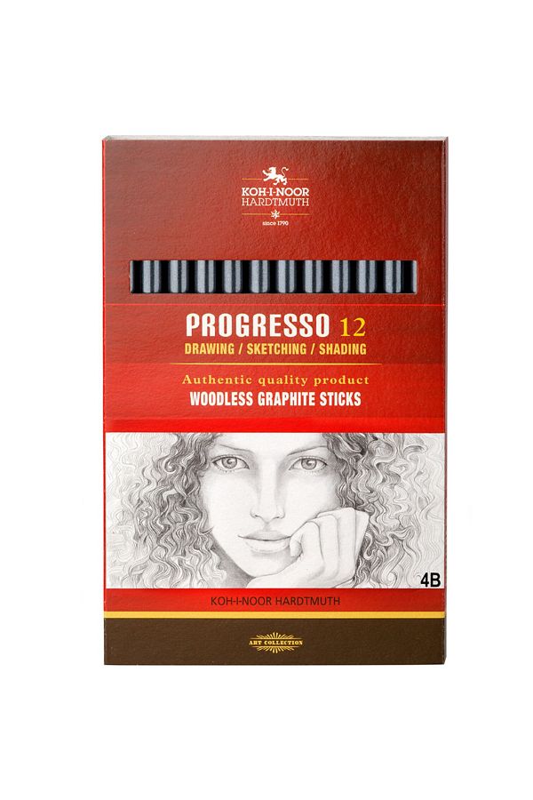 Progresso-Koh-I-Noor Progresso 4B – Creioane Grafit Integral (Fără Lemn), 7 mm 1