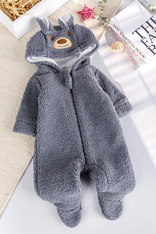 Babymod Kapüşonlu Welsoft Peluş Kışlık Kız/Erkek Bebek Tulum