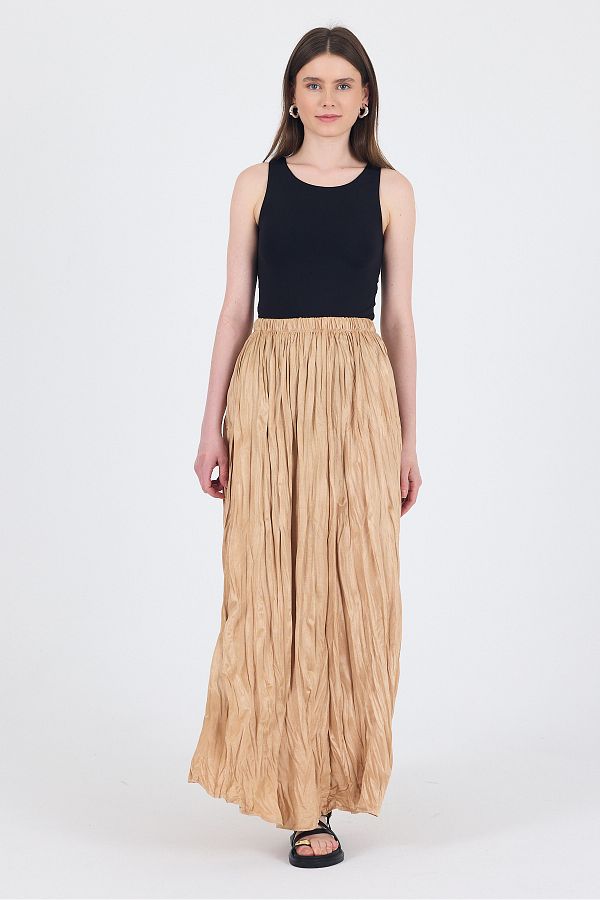 Rays-Mink Waist Elastic Wrinkled Fabric Skirt 3483 1