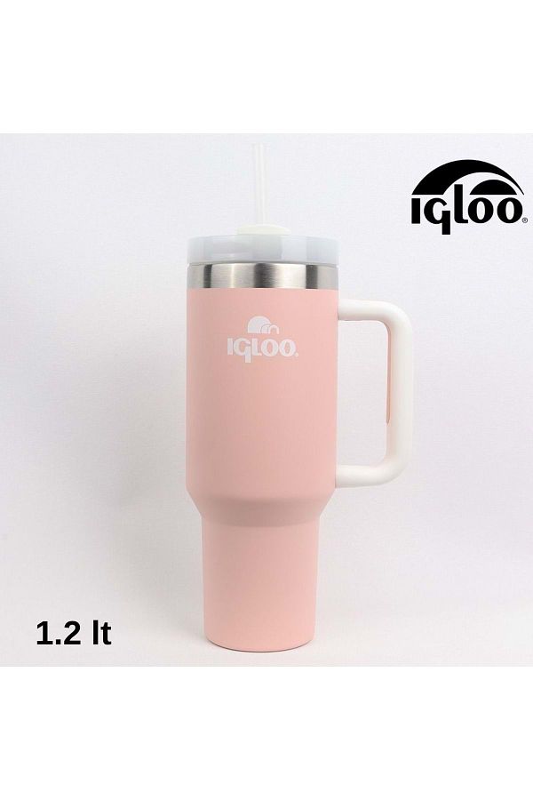 IGLOO-كوب سادلر ثيرمو سعة 1.2 لتر مع زجاجة شفاطة باللون الوردي 1