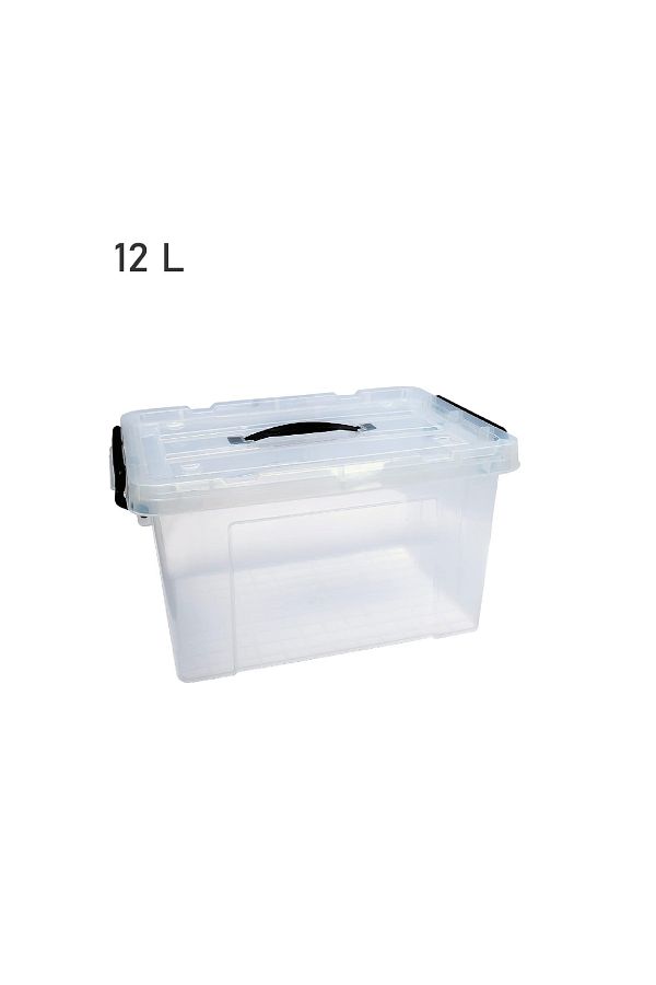 rexa-Clear Plastic Storage Box with Lid – Stackable & Moisture - 12L 1