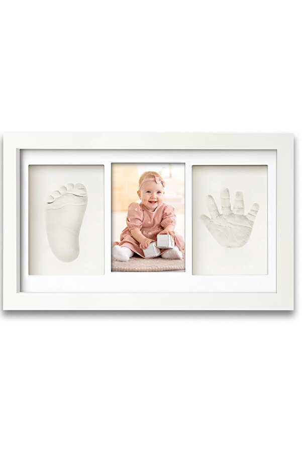 Moky Design Bebek El Ayak İzi Seti – Kişiselleştirilebilir Kil Anı Çerçevesi | Yenidoğan Bebek Hediye ve Hatıra