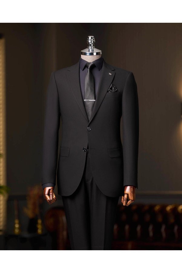 TerziAdemAltun Slim Fit Jacket Pants Suit Black T13542