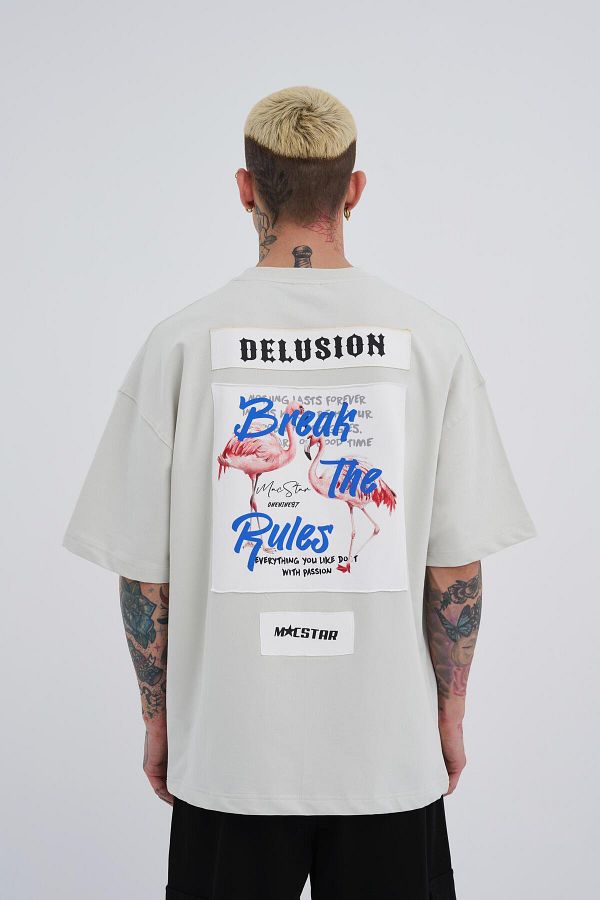 Machinist-Ανδρικό μπλουζάκι Oversize Grey - Break The Rules Printed 1