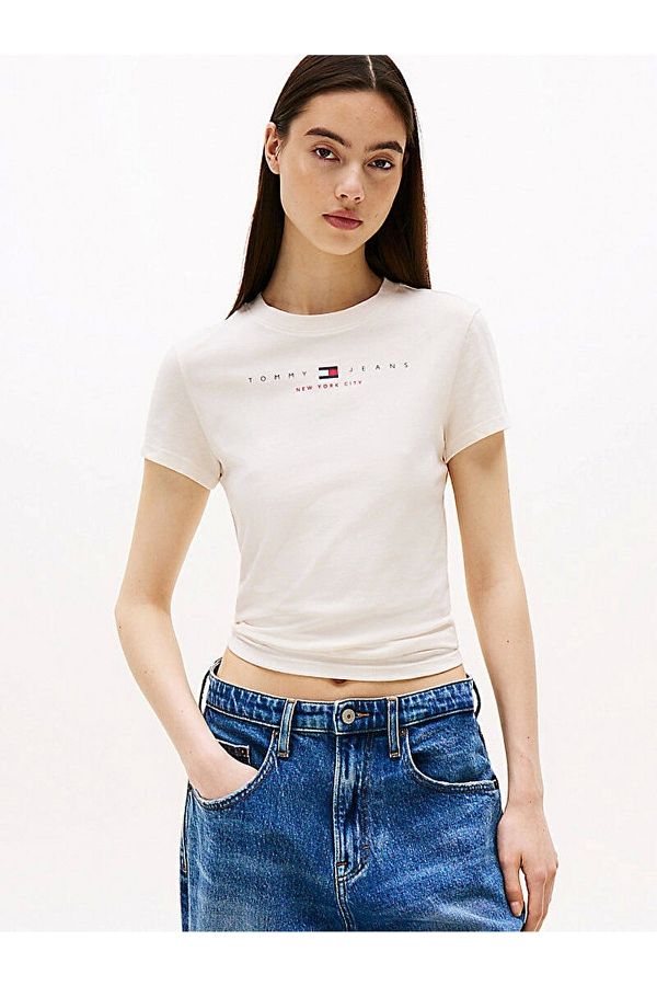 Tommy Hilfiger-Tommy Jeans TJW SLIM TJ US LINEAR SS TEE Жіночий білий футболка DW0DW21422YBH 1