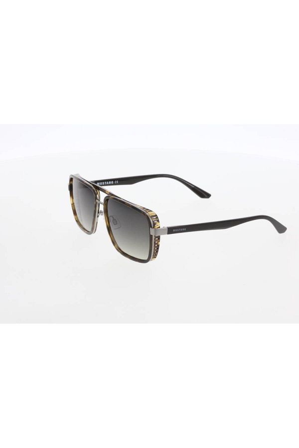 Mustang-Mu2455 Col.2 57 16 141 Sap Partial Black Frame Leopard Brown Pattern Glass Color Green Gradient U 1