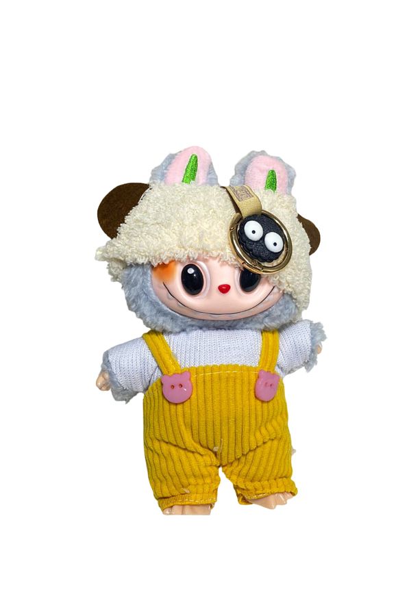 Intisimo-Plush Toy, Keychain Type, Labubu, Yellow Jumpsuit, 18cm 1
