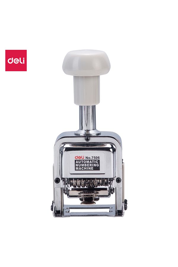 Deli-E7506 Numbering Machine 6 Digits White – ideal for office labeling and numbering 1