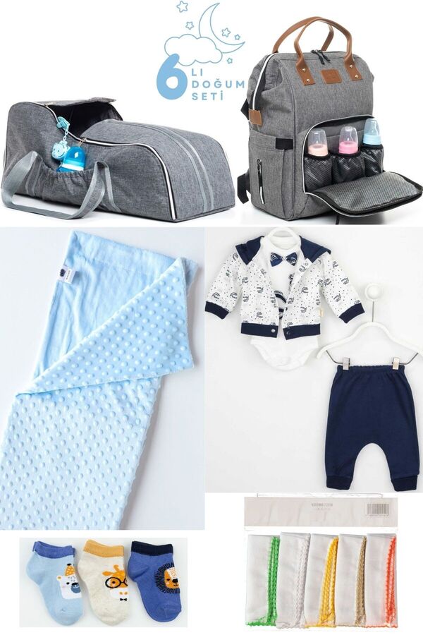 Pimadyo Büyük Doğum Seti (Hastane Çıkışı, Bebek Sırt Çantası, Portbebe, Battaniye, 10lu Mendil ve 3lÜ Çorap)