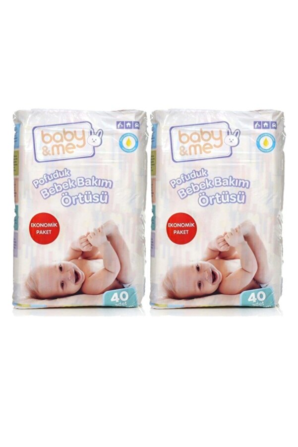 Baby Me Pofuduk Alt Değiştirme Örtüsü 60x60 Cm 40 Adet X 2 Adet