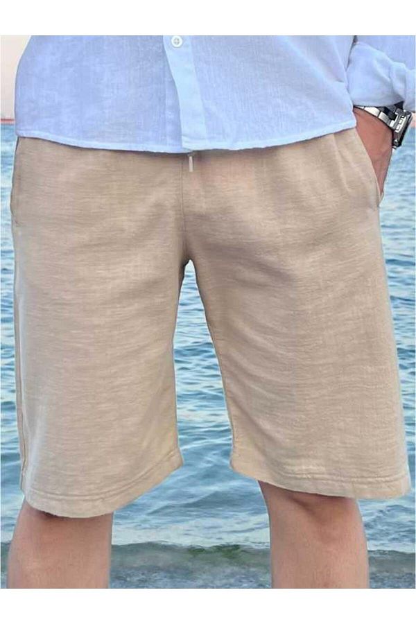 Yubacollection-Linen Shorts Cream 1