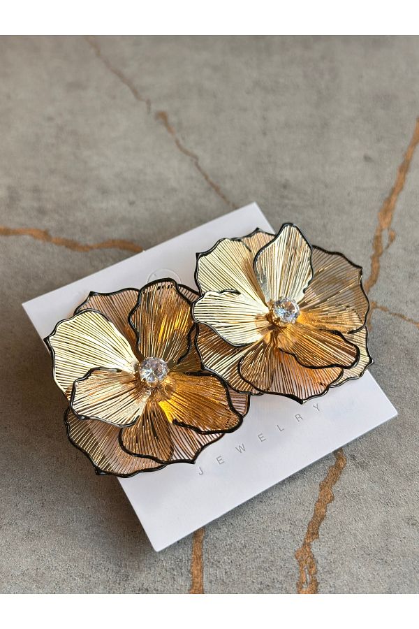 The Simu-Flower Pattern Zircon Stone Transparent Earrings 1