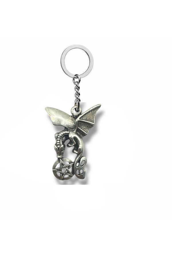 Herşey Nota-Unisex Keychain with Dragon and Star Figures – Mystical Symbol of Power and Guidance 1