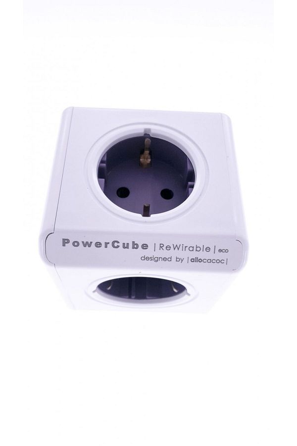 Allocacoc-Allocacoc 4+4 Cube Socket | 4 Sockets + 4 Adapter Plugs, Rewirable, 6A/1500W Max - DERWPC BN6061-10NO.1 1
