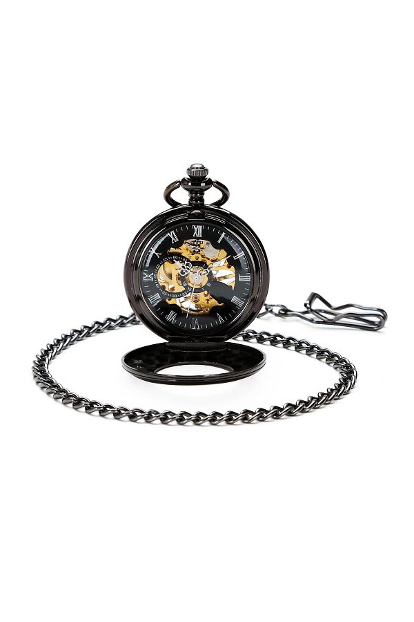 valkyrie-Mechanical Chain Pocket Watch Transparent Design Retro Style Wind-Up Collectible Watch with Shackle 1
