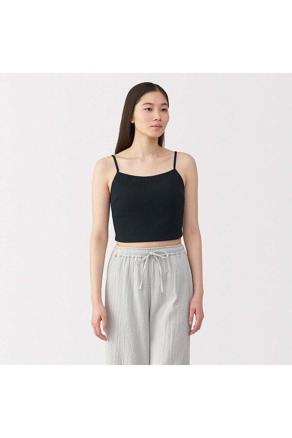 Muji-Cotton Stretch Ribbed Cropped Bra Camisole 1