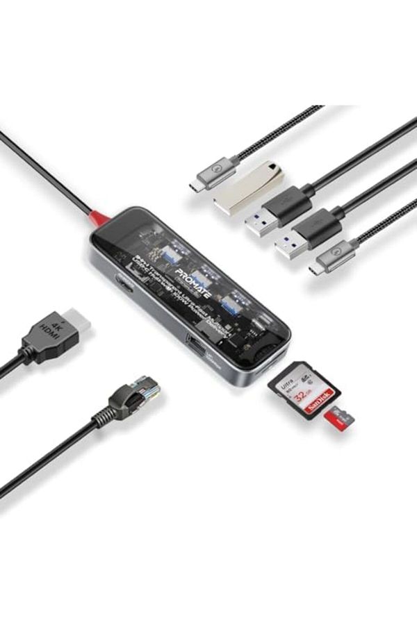 Promate-USB-C Hub, 9-in-1 Premium Multi-Display Media Hub 1