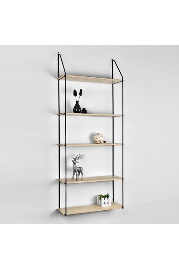 HONEYBEE-5-Layers Durable High Quality Floating Wall Shelf Beige and Black 1