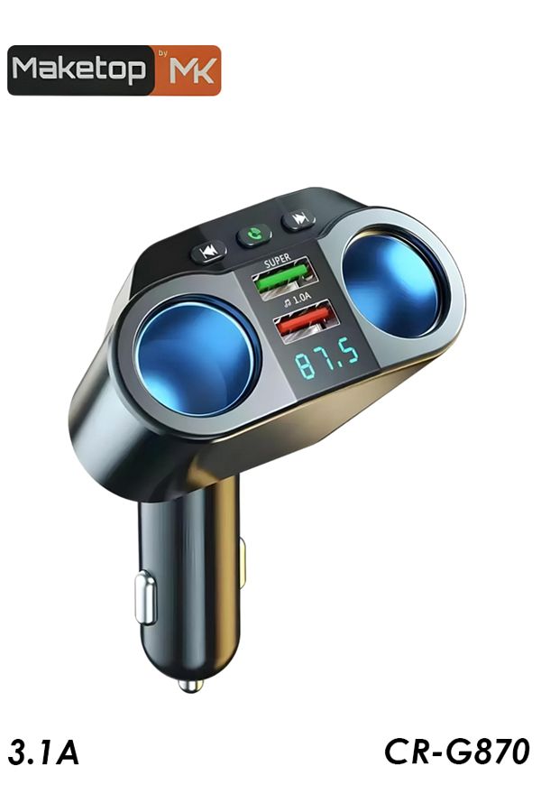 Generic-Maketop MK CR-G870 Car MP3 Player Bluetooth FM Transmitter with Dual USB Fast Charging 3.1A 1