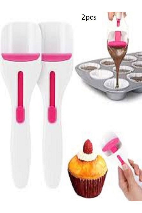 Generic-2-Piece Cake Batter Spreader - Flour and Pancake Batter Spreader with One Touch Slide Button for Spreading 1