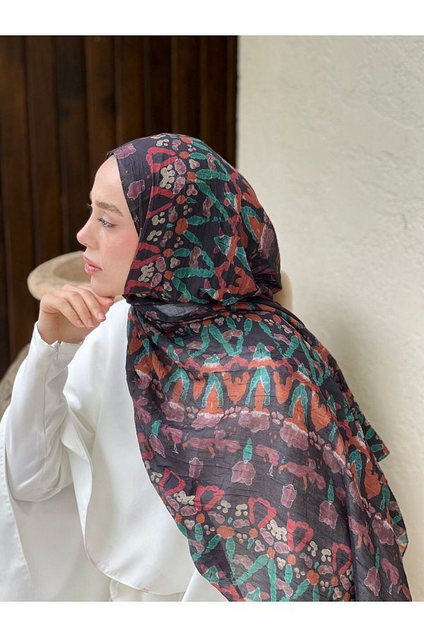 Modakaşmir-Abstract Zigzag Pattern Bamboo Shawl 1