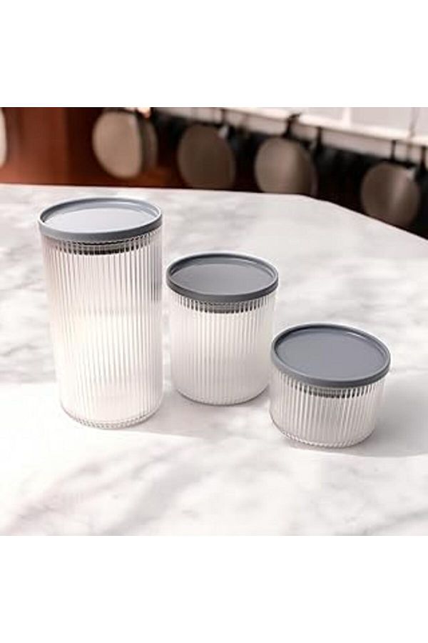 ASİTAN-Deconox 3Pcs Leakproof Vacuum Lid Storage Container Set, Acrylic Vacuum Lid Storage Container Set 3 B 1