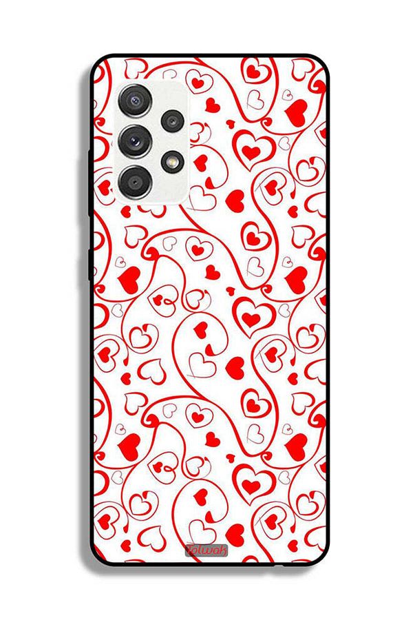 Tolwak-Samsung Galaxy M32 5G Protective Case Cover Hearts Pattern 1