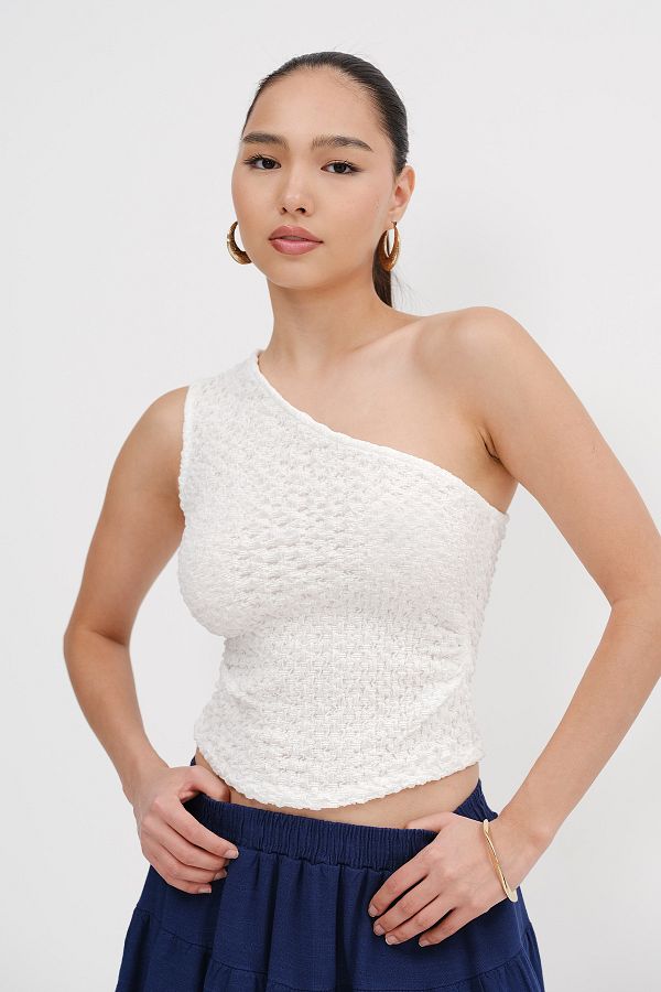 Addax-One Shoulder Textured Blouse A0522 1
