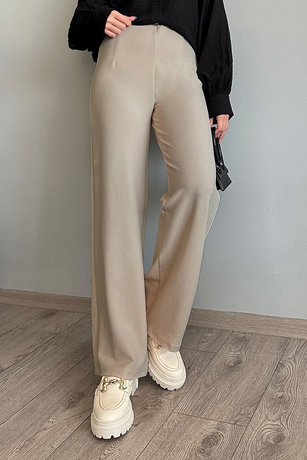InStyle-Pensli Palazzo Beige Trousers 1