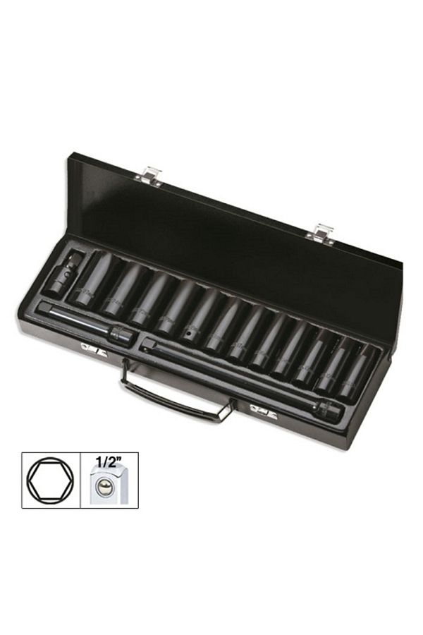 JBM-15 IMPACT BIT SET WITH 12 LONG 1/2` HEXAGONAL SOCKETS + JBM ADAPTERS 1