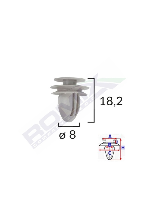 ROMİX-Clips Tapiterie Pentru Honda/Hyundai/Kia/Mazda 8X182Mm - Gri Set 10 Buc 1