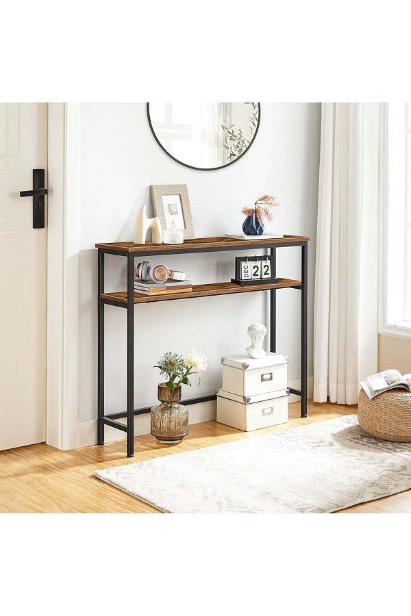 AGD-2-Layer Side Coffee Table Simple Console Table for Sofa Home Entryway Living Room 100 x 30 x 90 cm B 1