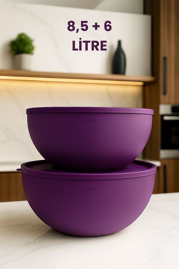 Melkan Home-Soft Cover Storage Container, Dough Basin, Flour Storage Container, Large Size Storage Container Set, 8.5L + 6L 1