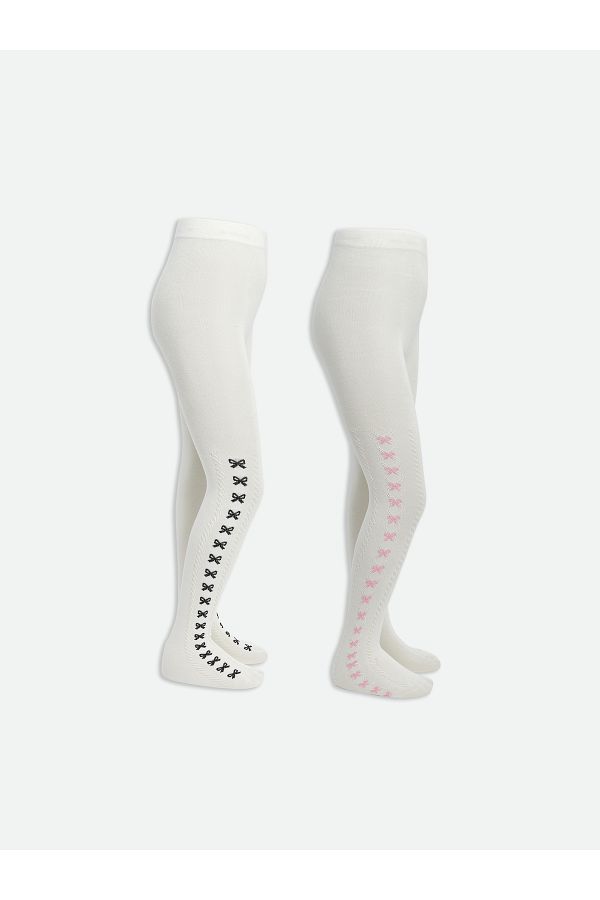 LC Waikiki-Mädchenstrumpfhose mit Schleifendetail, 2er-Pack 1