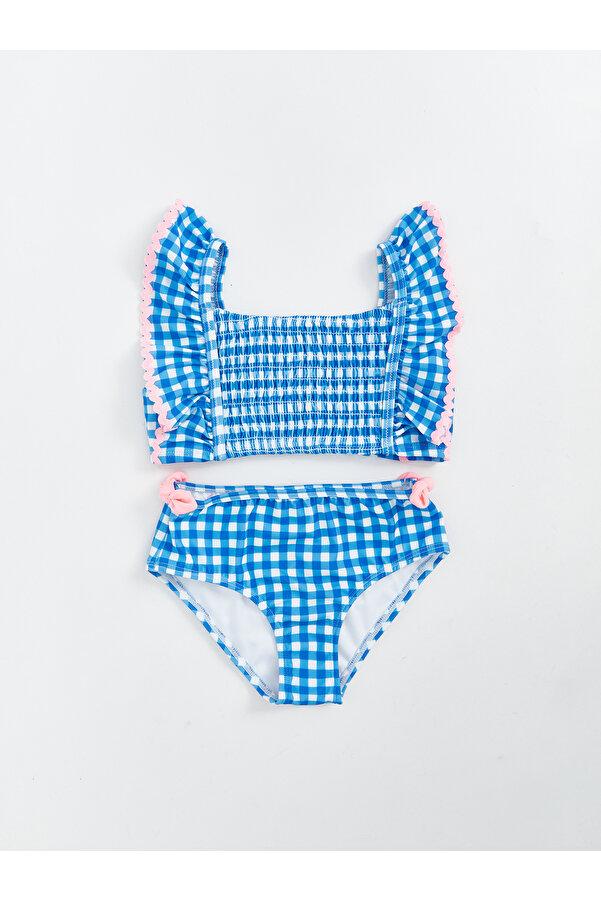 LC Waikiki Kare Yaka Ekose Kız Çocuk Bikini
