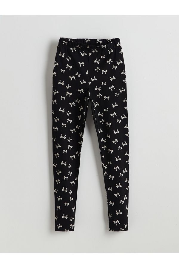 LC Waikiki-Girls' Leggings with Elastic Waist and Ribbon Print 1