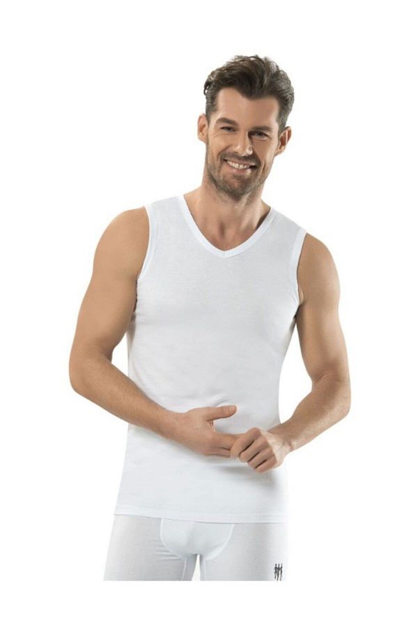 Jiber-White V-Neck Zero Sleeve Undershirt - Pack of 3 123 1