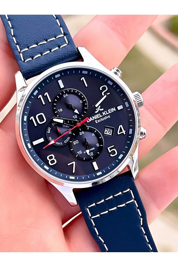 Daniel Klein-Steel Cord & Leather Cord Internal Functions Active 3 Atm Men's Wrist Watch Bc13572.S4 1