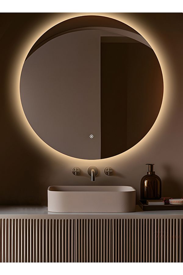 Taimi-80cm Anti-fog Round Bathroom Mirror With Backlight And Smart Touch Button 1