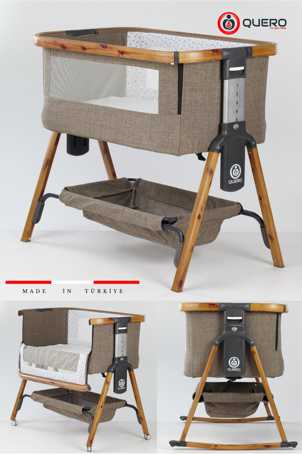 Quero Losa Anne Yanı Beşik, Kademeli Beşik, Sallanır, Sabitlenir, Tekerlekli, Katlanır, Park Yatak Beşik