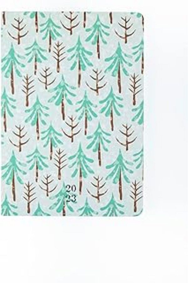 NcK-Meteksan, Lotus A5 Pine Tree Pattern Hard Cardboard Cover 2023 Weekly Agenda, 128 Sheets, Unlined 1
